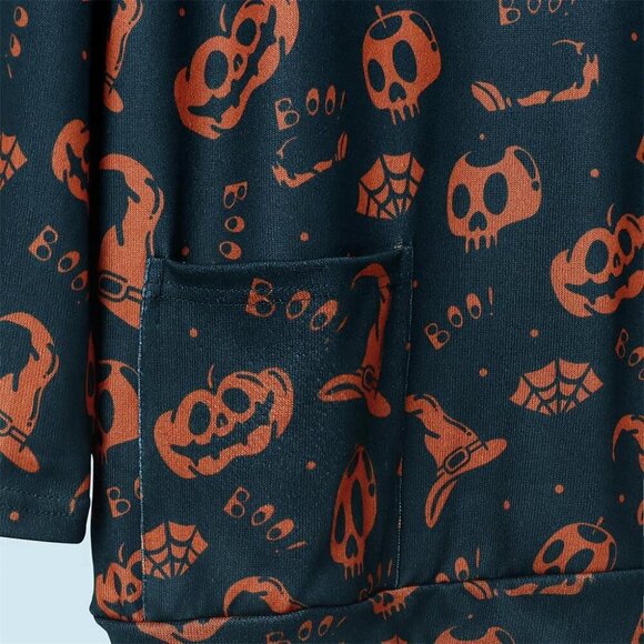 Women's Halloween Pumpkin Sweatshirt Cat Long Sleeve Crewneck Pullover Shirts - Picture 4 of 5